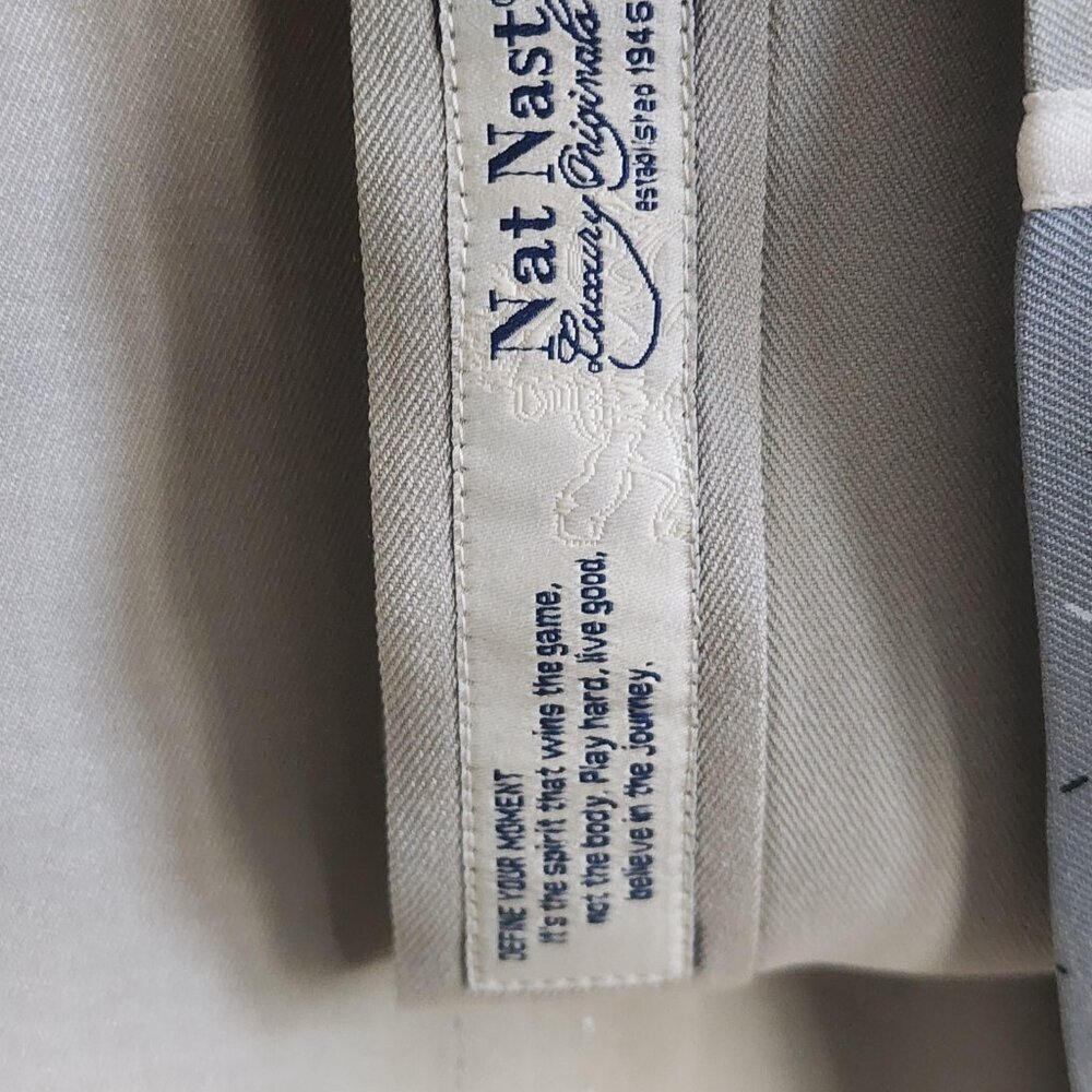 Nat Nast Shirt Mens XL Beige Gray Silk Camp Bowling Argyle Panel Short Sleeve - Picture 9 of 12